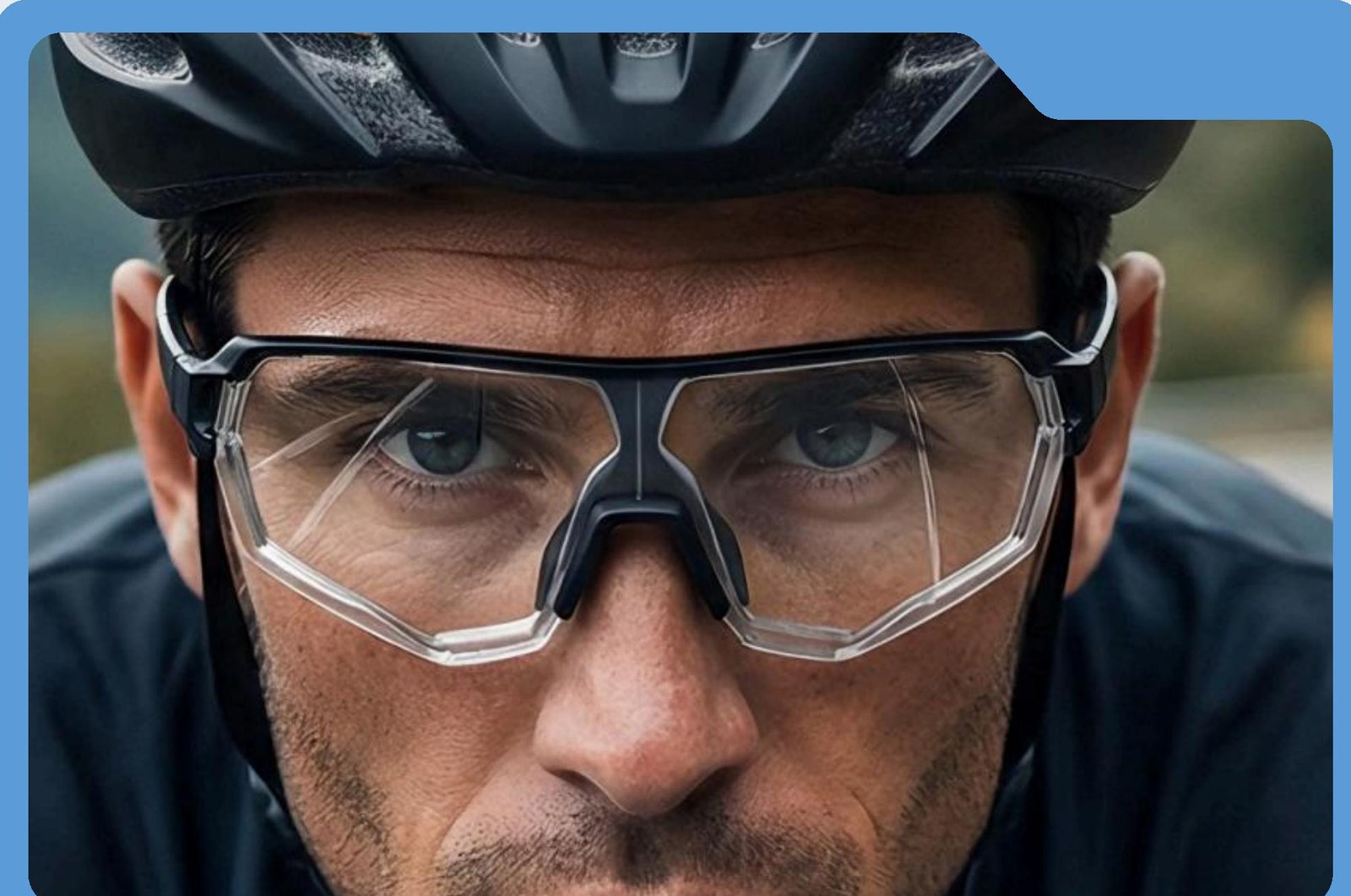 Sportbrille mit Korrektionsgläsern in Nahaufnahme